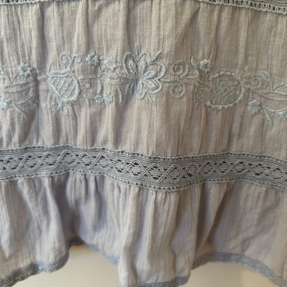 Sundance pastel blue lace and eyelet embroidered top size XL - Picture 4 of 8